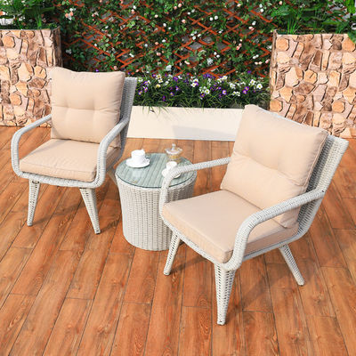 Modernes Design Gewebter PE Rattan Sessel und Esstisch Set für Außen-Villa Balkon