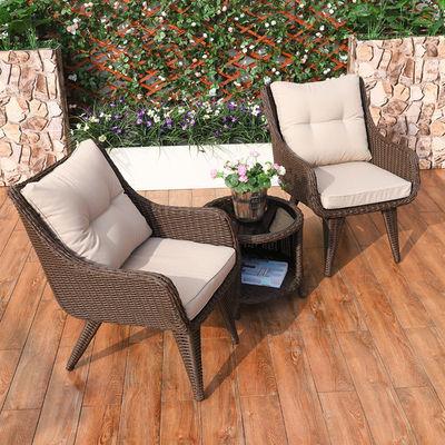 Modernes Design Gewebter PE Rattan Sessel und Esstisch Set für Außen-Villa Balkon