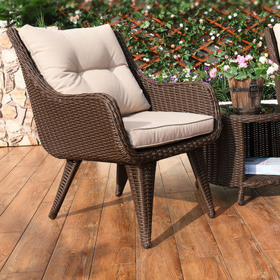 Modernes Design Gewebter PE Rattan Sessel und Esstisch Set für Außen-Villa Balkon