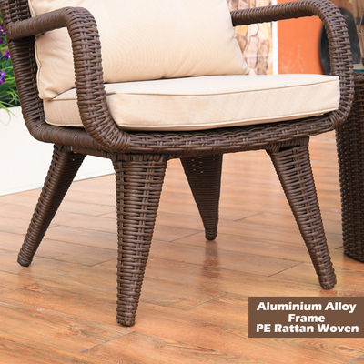 Modernes Design Gewebter PE Rattan Sessel und Esstisch Set für Außen-Villa Balkon