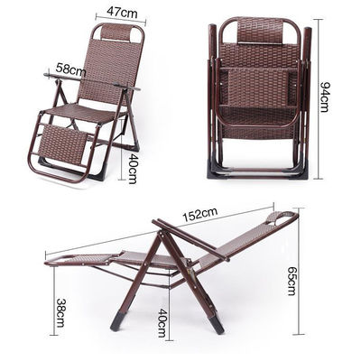 Außenstrand Balkon Garten tragbare Rattan Klappsohle Sonnenstuhl mit Fußpedal