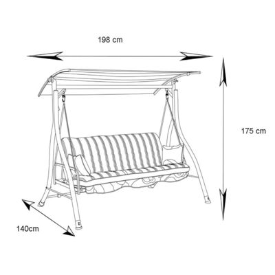 Komfortabler und langlebiger 3-Sitzer Garten-Schaukel mit Dachboden Gewichtskapazität 340kg