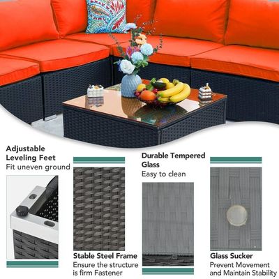 Stahlrohrrahmen AJUNION PE Rattan Gartenmöbel Sofa für Freizeit im Freien