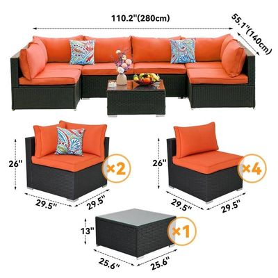 Stahlrohrrahmen AJUNION PE Rattan Gartenmöbel Sofa für Freizeit im Freien
