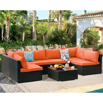 Stahlrohrrahmen AJUNION PE Rattan Gartenmöbel Sofa für Freizeit im Freien