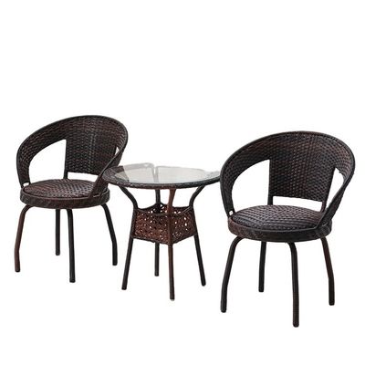 Nordic Outdoor Leisure Gewebter PE-Rattan-Wickertisch und -Stuhl für Gartenmöbel