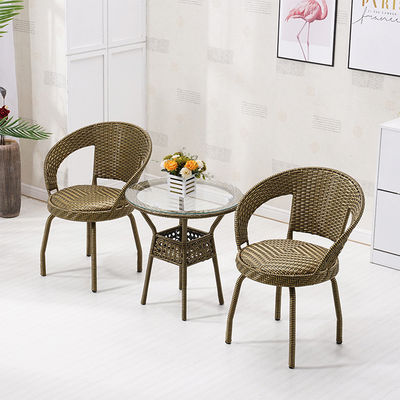 Nordic Outdoor Leisure Gewebter PE-Rattan-Wickertisch und -Stuhl für Gartenmöbel