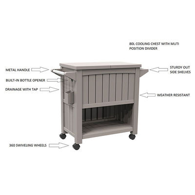 Traditionelles Design 3-in-1 Portable Outdoor Ice Cooler Trolley mit vier Rädern