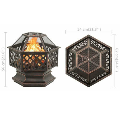 Hexagonal-Crossweave-Stahl-Holz-Brenn-Feuer-Grube-Schüssel für Außen-Patio und Garten