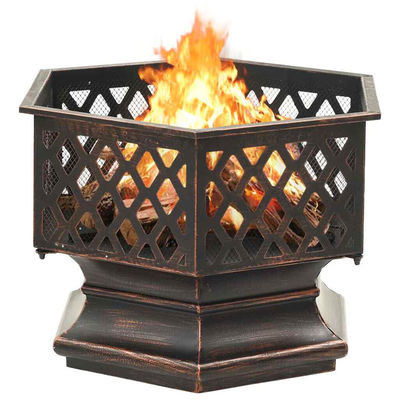 Hexagonal-Crossweave-Stahl-Holz-Brenn-Feuer-Grube-Schüssel für Außen-Patio und Garten
