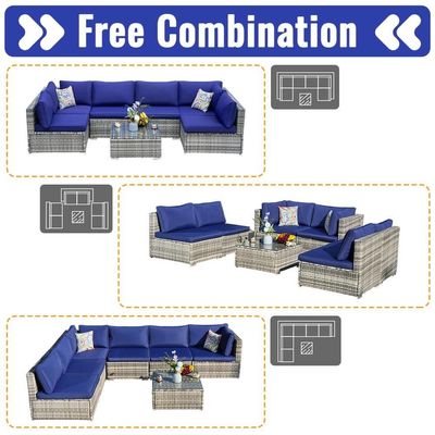 Modernes Design PE Rattan Außenmöbel-Set für Garten Wicker Weave Sektionssofa-Set