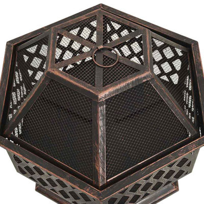 Hexagonal-Crossweave-Stahl-Holz-Brenn-Feuer-Grube-Schüssel für Außen-Patio und Garten