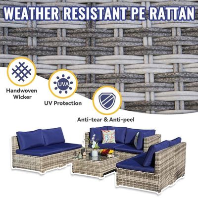 Modernes Design PE Rattan Außenmöbel-Set für Garten Wicker Weave Sektionssofa-Set
