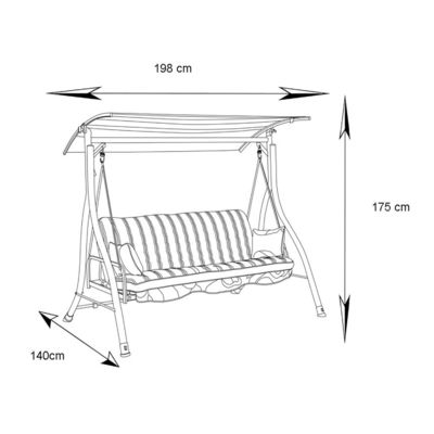 AJUNION 3 Sitzplätze Schwingbett im Freien Terrasse Schwingungen Hangstuhl Postverpackung Y inklusive