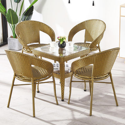 Modernes Design Außenstapelbare Sessel und Couchtisch Set für Patio Garten Balkon