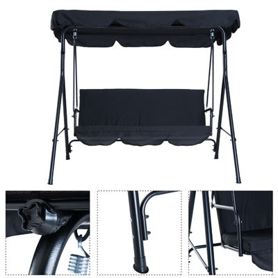 Polyesterkissen AJUNION 3-Sitzer Gartenhänger Schaukelstuhl mit Metall und Baldachin