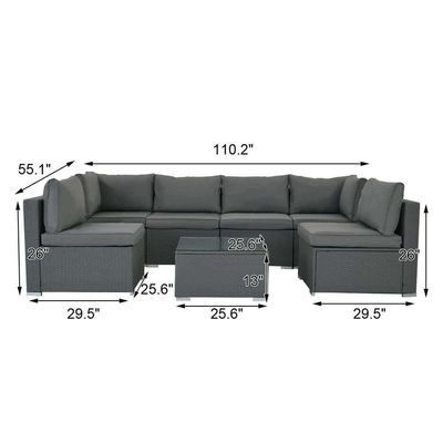 AJUNION Wicker Rattan PE Sektionssofa Gartensatz Terrassenmöbel Gesprächssatz Außenmöbel