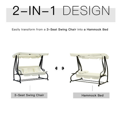 Garten-Swing-Hängestuhl mit Pulverbeschichtung und Federhaken W120xL200xH164cm