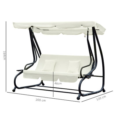 Garten-Swing-Hängestuhl mit Pulverbeschichtung und Federhaken W120xL200xH164cm
