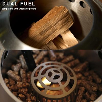 Außen Camping Edelstahl Tischbrenner mit rauchlosen Holzpellets Brennen