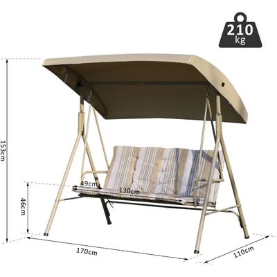 Modern Design AJUNION 3 Sitzplätze Außenraum Metallrahmen Terrasse Schaukeln Couch Schwingbett Stuhl