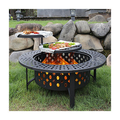 Moderne Außenkamine AJUNION 36 Zoll Metall Runde Holzbrennkamine mit 2 Grills
