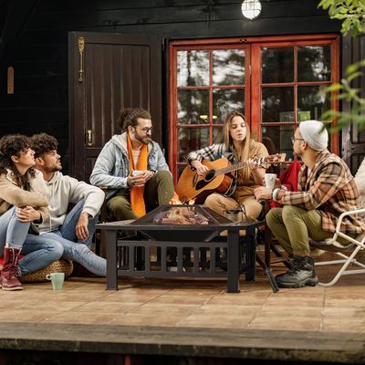 30 Pfund Metall Quadrat Feuerstelle Tisch 32 Zoll Holz Brennen Grill für Campinggarten