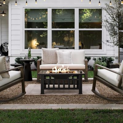 30 Pfund Metall Quadrat Feuerstelle Tisch 32 Zoll Holz Brennen Grill für Campinggarten