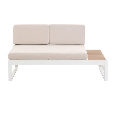 AJUNION L-förmiger Außenmöbelstück Aluminium-Lounge-Set mit Kunststoff-Teakholz-Veredelung