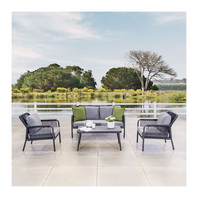 Aluminiumrahmen AJUNION Seilwebe Gartenmöbel Wohnzimmer Sofa Set mit HPL Tischplatte