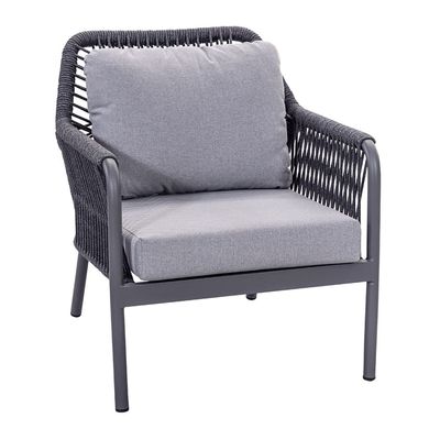 Aluminiumrahmen AJUNION Seilwebe Gartenmöbel Wohnzimmer Sofa Set mit HPL Tischplatte