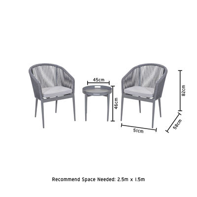 Rope Weave AJUNION 3 Stück Aluminium Bistro Set für Balkon Cottage und Strand Sitzgelegenheiten