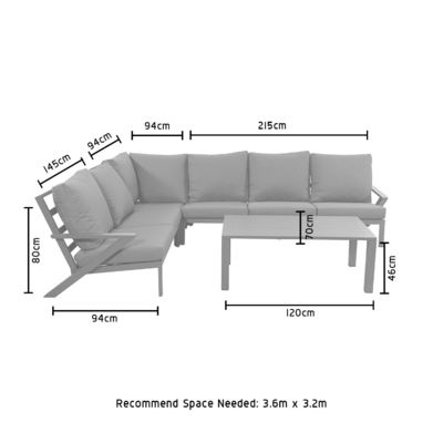 AJUNION Aluminiumrahmen Außenecke Sofa Wohnzimmer Set Sektionsgartenmöbel Set