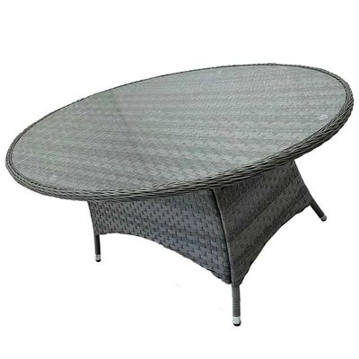 9 Sitzplätze Outdoor-Esstisch mit Rundtisch und Kissen von AJUNION Rattan Furniture