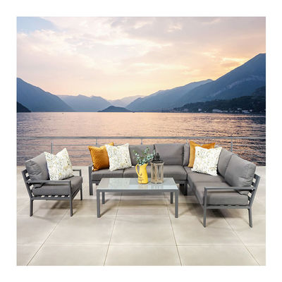 Aluminiumrahmen modernes L-förmiges Gartensofa mit Couchtisch Größe L 120 x W60 x H45cm
