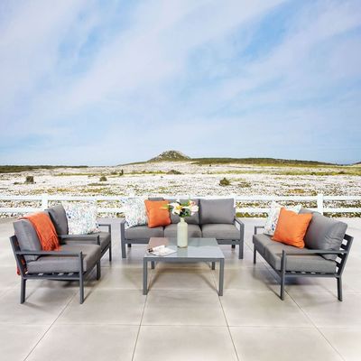 AJUNION 5 Stück Aluminium Außenmöbel Set Gartensofa Terrasse Sitzgelände Set