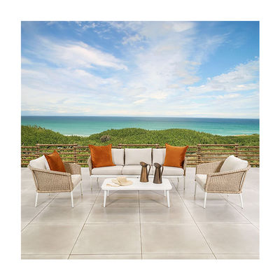 Aluminiumrahmen All-Weather-Patio-Möbel mit Rattan-Weave-Sofa und Couchtisch