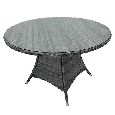 Rundes Tisch Außenessen Möbel Wicker Rattan Garten Set für 4 Sitzplätze von AJUNION