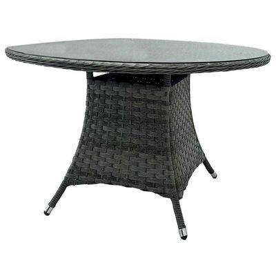 Rundes Tisch Außenessen Möbel Wicker Rattan Garten Set für 4 Sitzplätze von AJUNION
