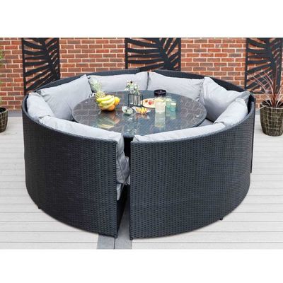 AJUNION 8 Sitzplätze Rund Rattan Gartenmöbel Esszet mit 10 cm Kissendicke