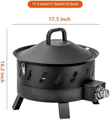 Innenhof Must-Have AJUNION 17.3 Zoll Portable Propan Feuerstelle für das Campen im Freien