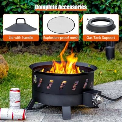 Innenhof Must-Have AJUNION 17.3 Zoll Portable Propan Feuerstelle für das Campen im Freien