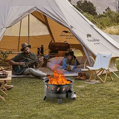 Innenhof Must-Have AJUNION 17.3 Zoll Portable Propan Feuerstelle für das Campen im Freien