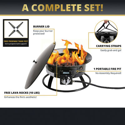 23 Pfund AJUNION Gas Propan Feuerstelle für Camping Reisen Edelstahl Portable