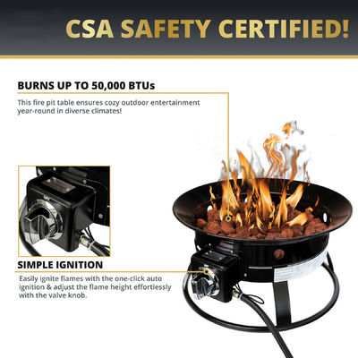 23 Pfund AJUNION Gas Propan Feuerstelle für Camping Reisen Edelstahl Portable