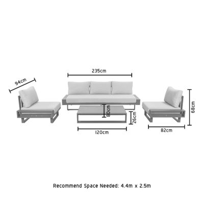 AJUNION Luxus-Aluminium-Sofa-Set Möbel mit Couchtisch Größe L 120 x W80 x H26cm