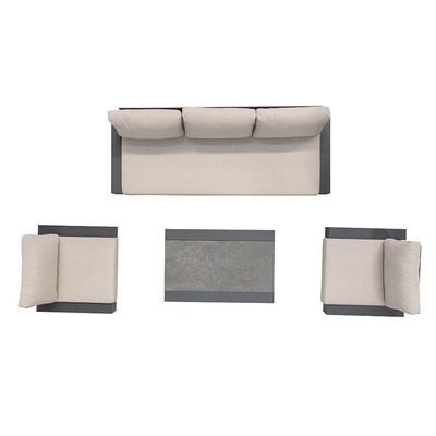AJUNION Luxus-Aluminium-Sofa-Set Möbel mit Couchtisch Größe L 120 x W80 x H26cm