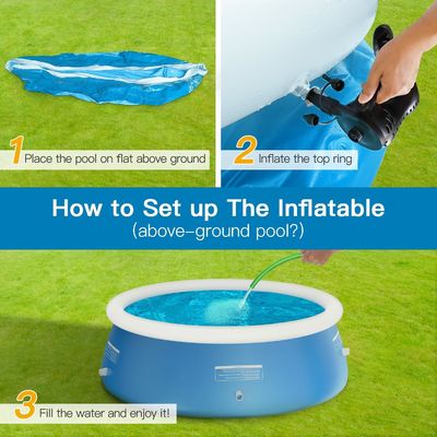 Extra großes rundes PVC-Familienzwimmbad AJUNION 12ft x 33in für Outdoor-Garten Spaß