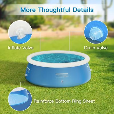 Extra großes rundes PVC-Familienzwimmbad AJUNION 12ft x 33in für Outdoor-Garten Spaß