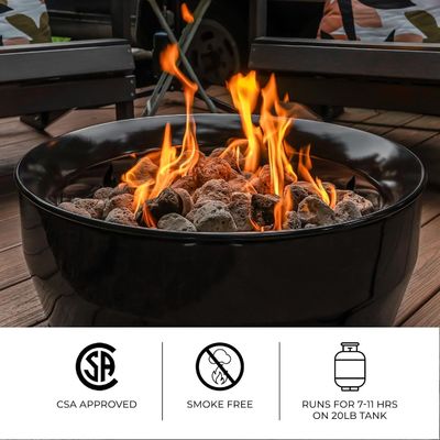 Rauchlose Gasfeuerstelle Runde 24,2&quot;D x 24,2&quot;W x 11,1&quot;H 60000 BTU für Camping im Freien